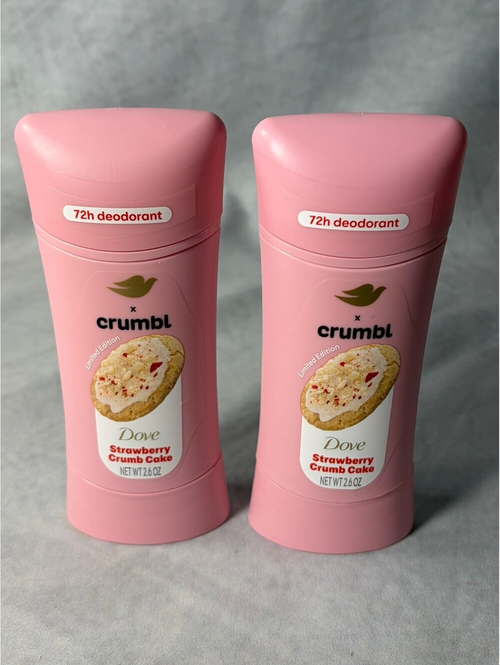 Dove x Crumbl Strawberry Crumb Cake Deodorant Limited Edition 2-Pack 2.6 oz Each